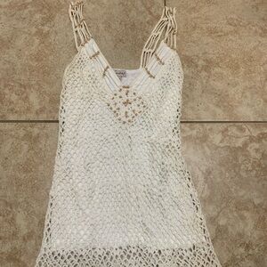 White Crochet Beach top